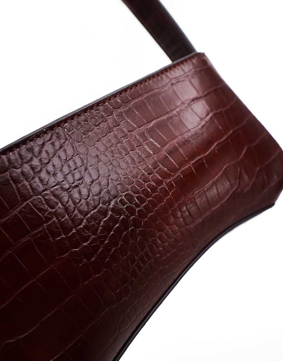 ASOS DESIGN curved base shoulder bag in chocolate