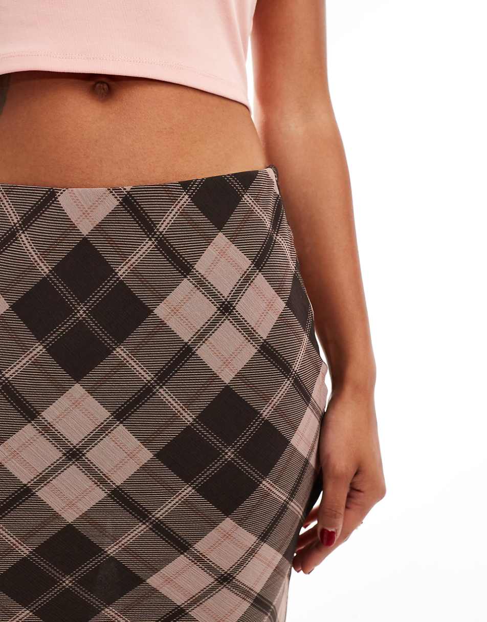 Miss Selfridge maxi skirt in pink plaid