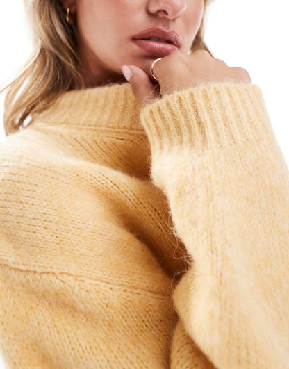 ASOS DESIGN oversized crew neck sweater in butter