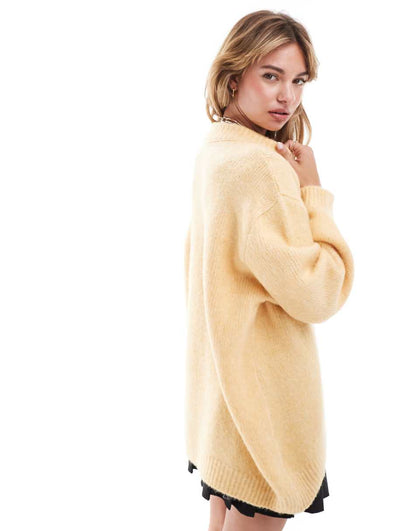 ASOS DESIGN oversized crew neck sweater in butter