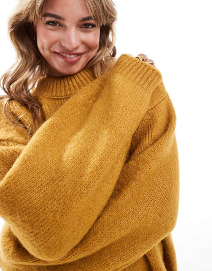 ASOS DESIGN oversized crew neck sweater in marigold