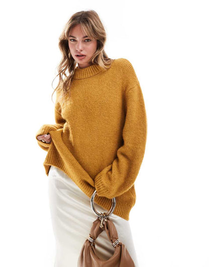 ASOS DESIGN oversized crew neck sweater in marigold