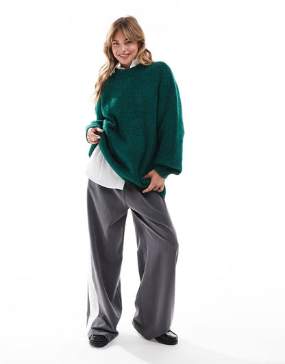 ASOS DESIGN oversized crew neck sweater in green