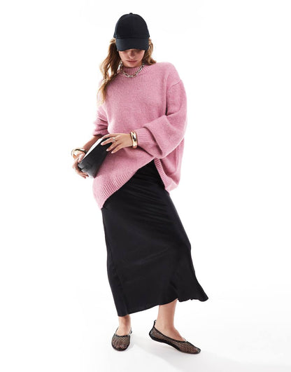 ASOS DESIGN oversized crew neck sweater in pink
