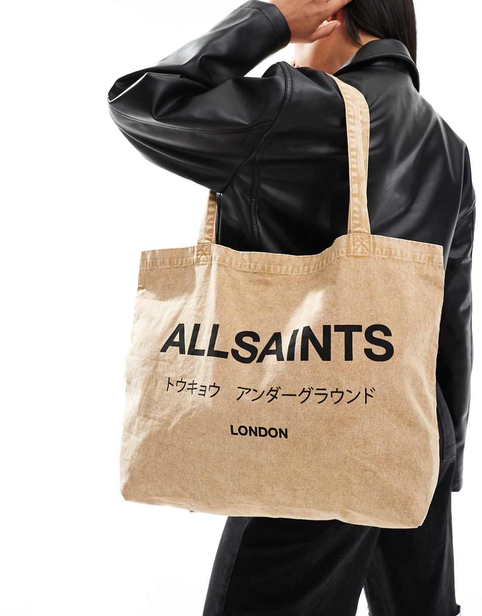 AllSaints Underground tote bag in stone