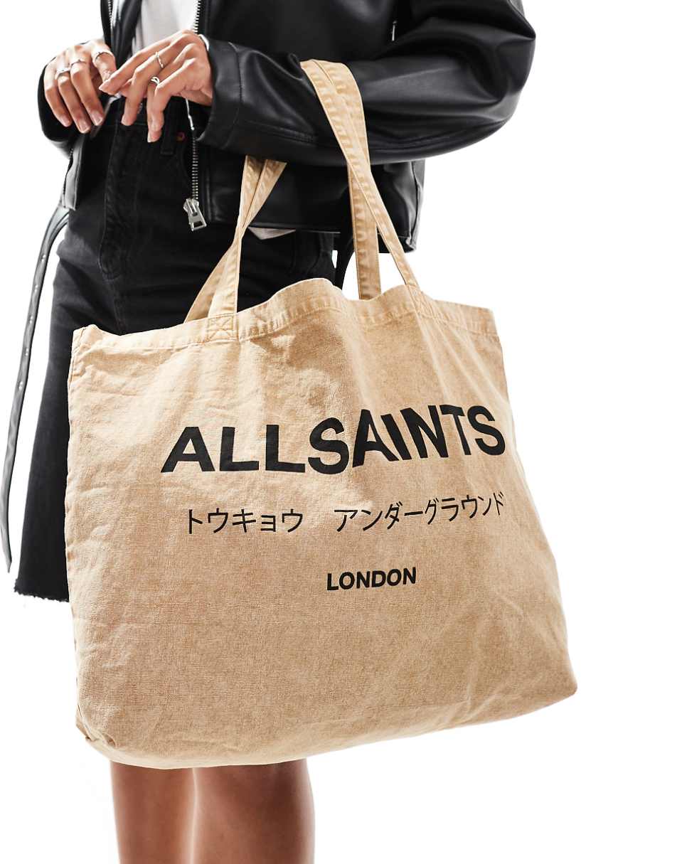 AllSaints Underground tote bag in stone