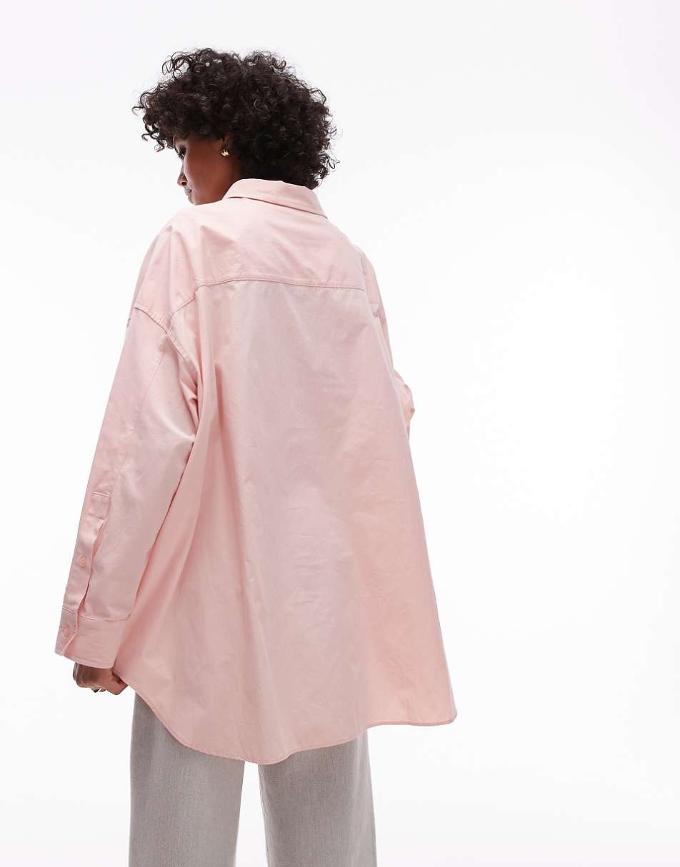 Topshop oversized shirt in dusky pink