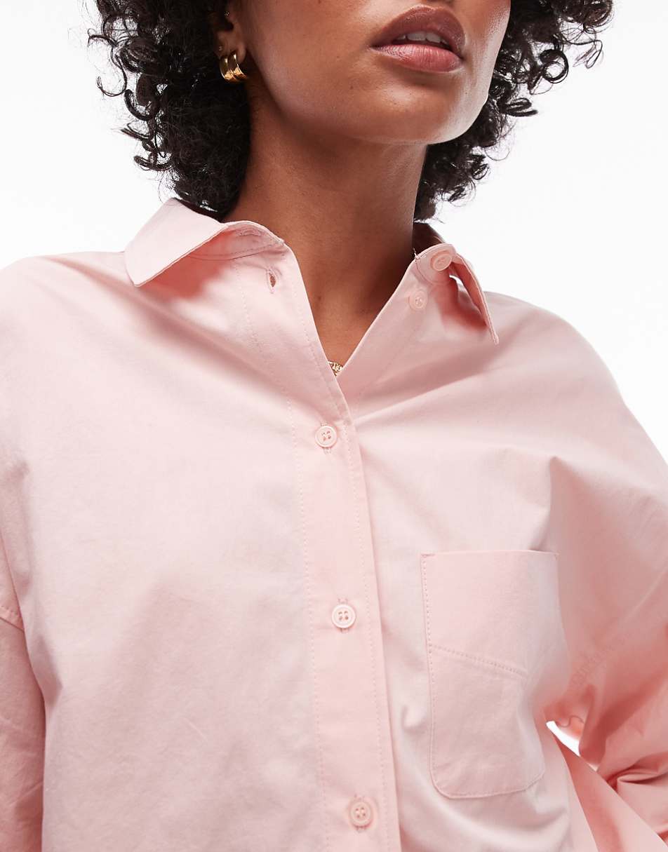 Topshop oversized shirt in dusky pink