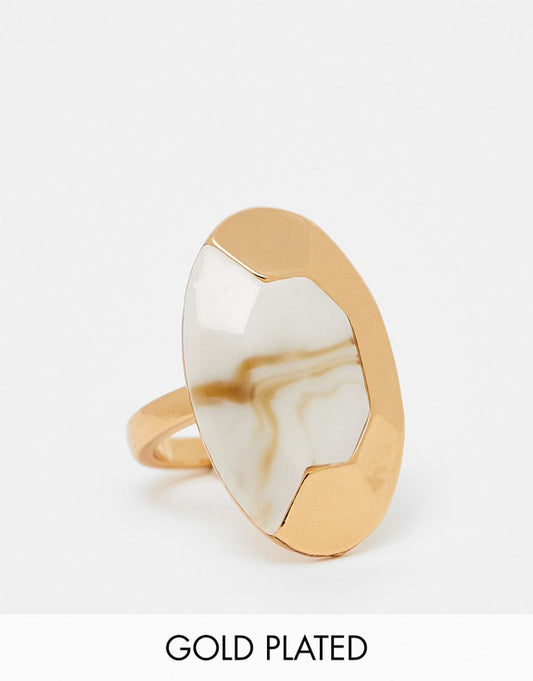 ASOS DESIGN Limited Edition 14k gold plated ring with marbled resin