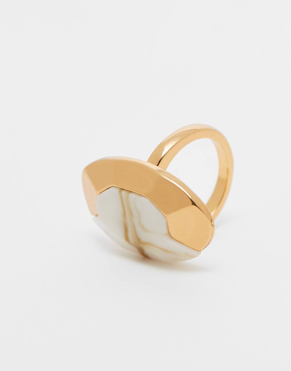 ASOS DESIGN Limited Edition 14k gold plated ring with marbled resin