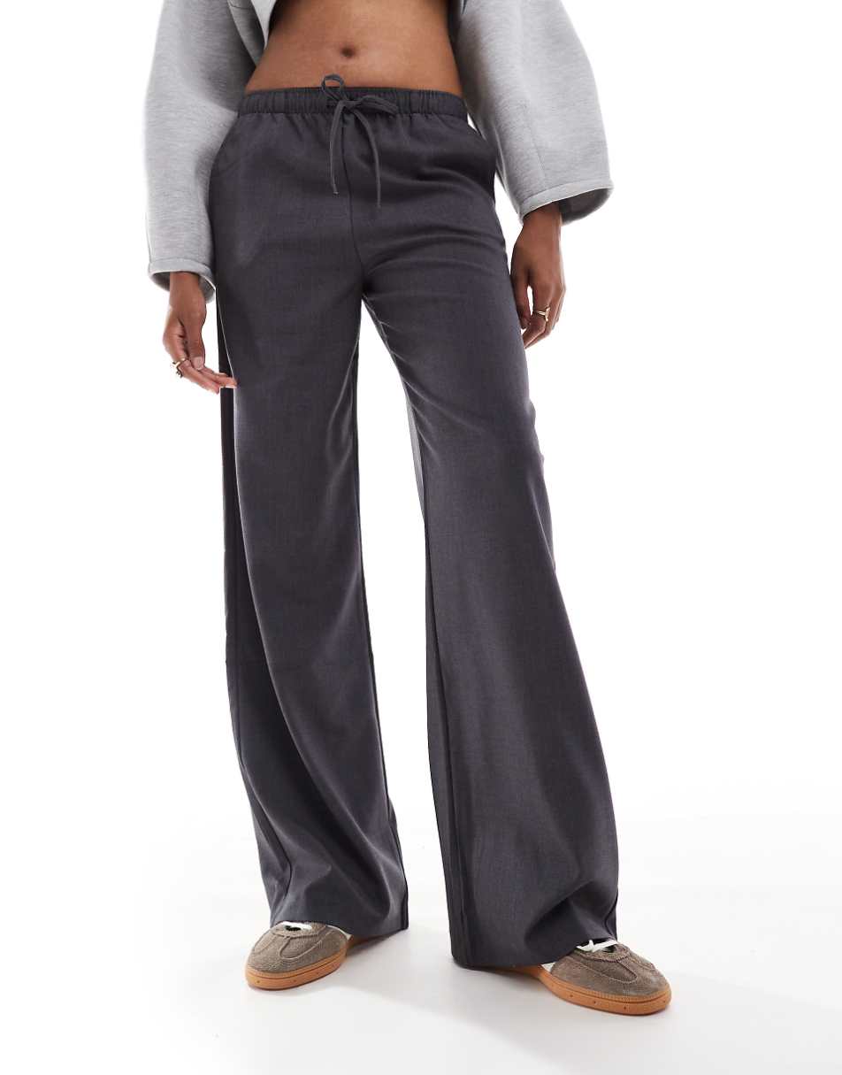 Stradivarius Tall pull on pants in gray