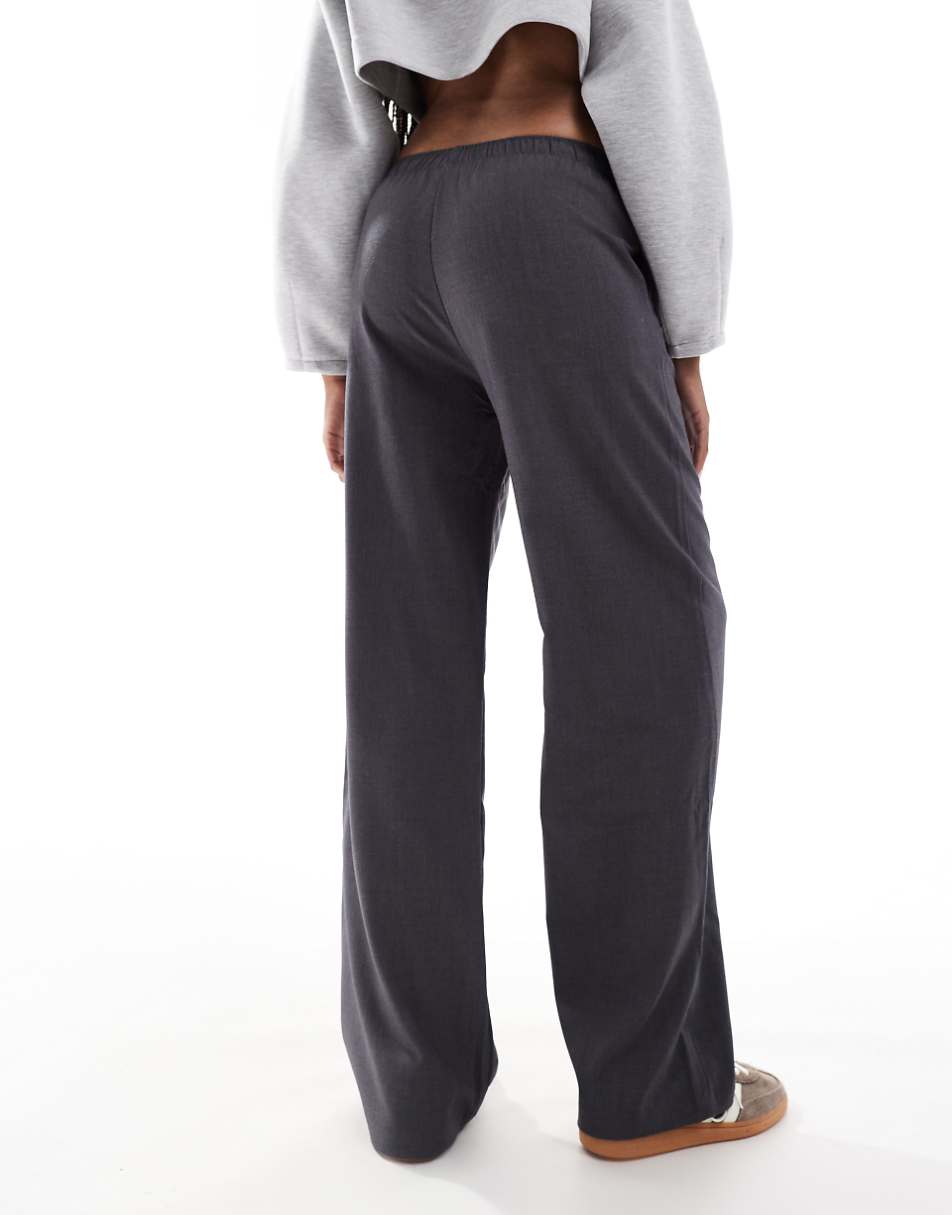 Stradivarius Tall pull on pants in gray