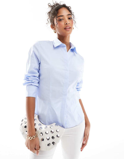 Mango slim shirt in light blue