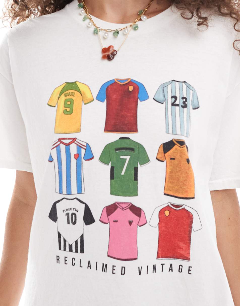 Reclaimed Vintage unisex t-shirt with soccer jersey print in white