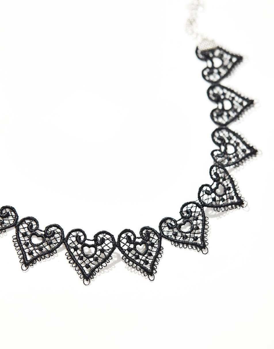 ASOS DESIGN Halloween choker necklace with heart lace design in black