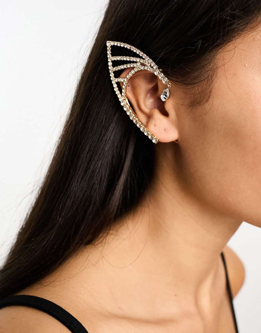 ASOS DESIGN Halloween ear cuffs in elf design in gold tone