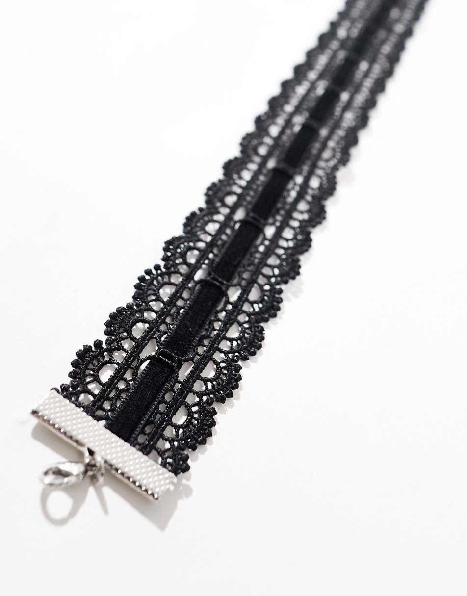 ASOS DESIGN Curve Halloween choker necklace with lace and velvet detail in black