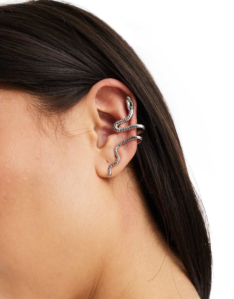 ASOS DESIGN Halloween ear cuff with snake design