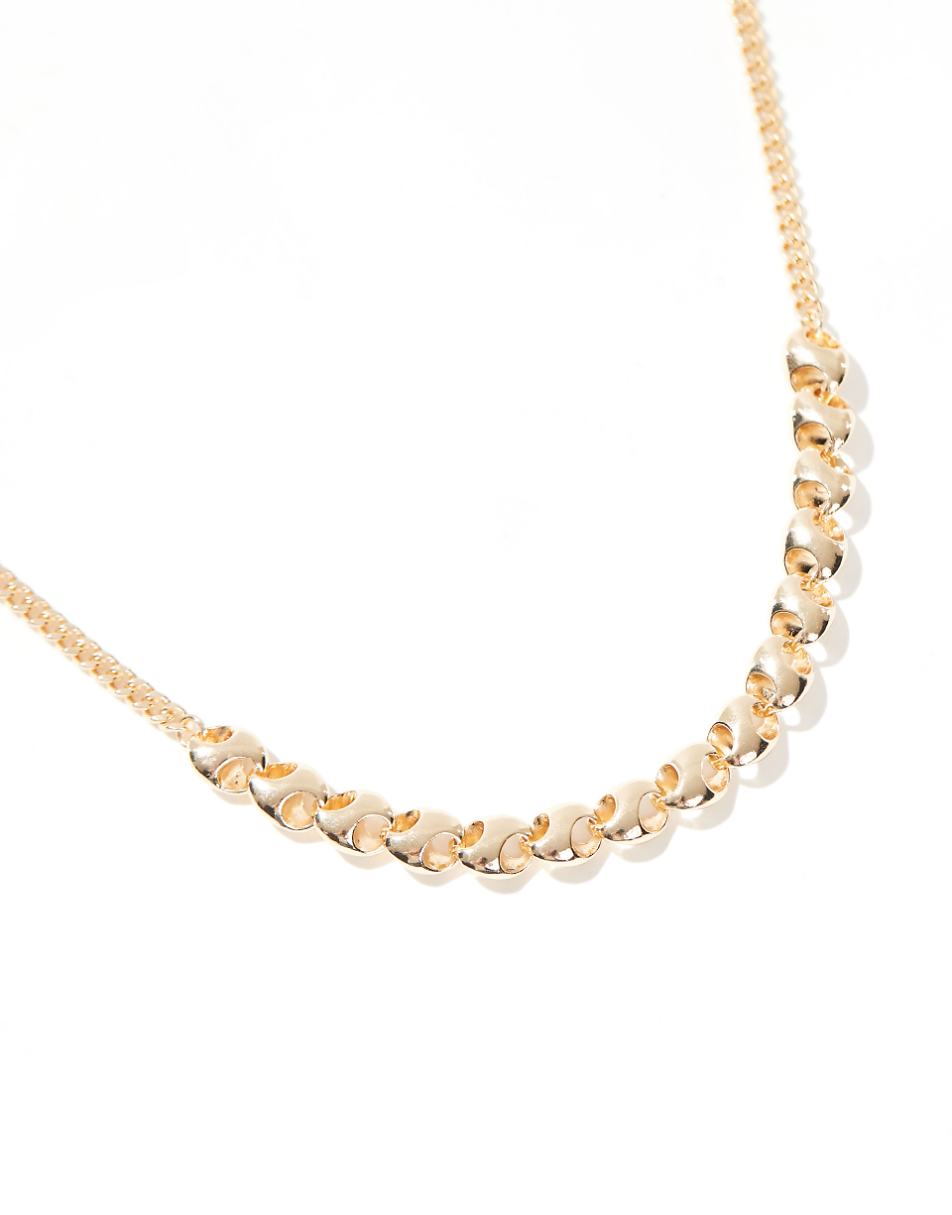 ASOS DESIGN choker necklace with circle links in vintage style gold tone