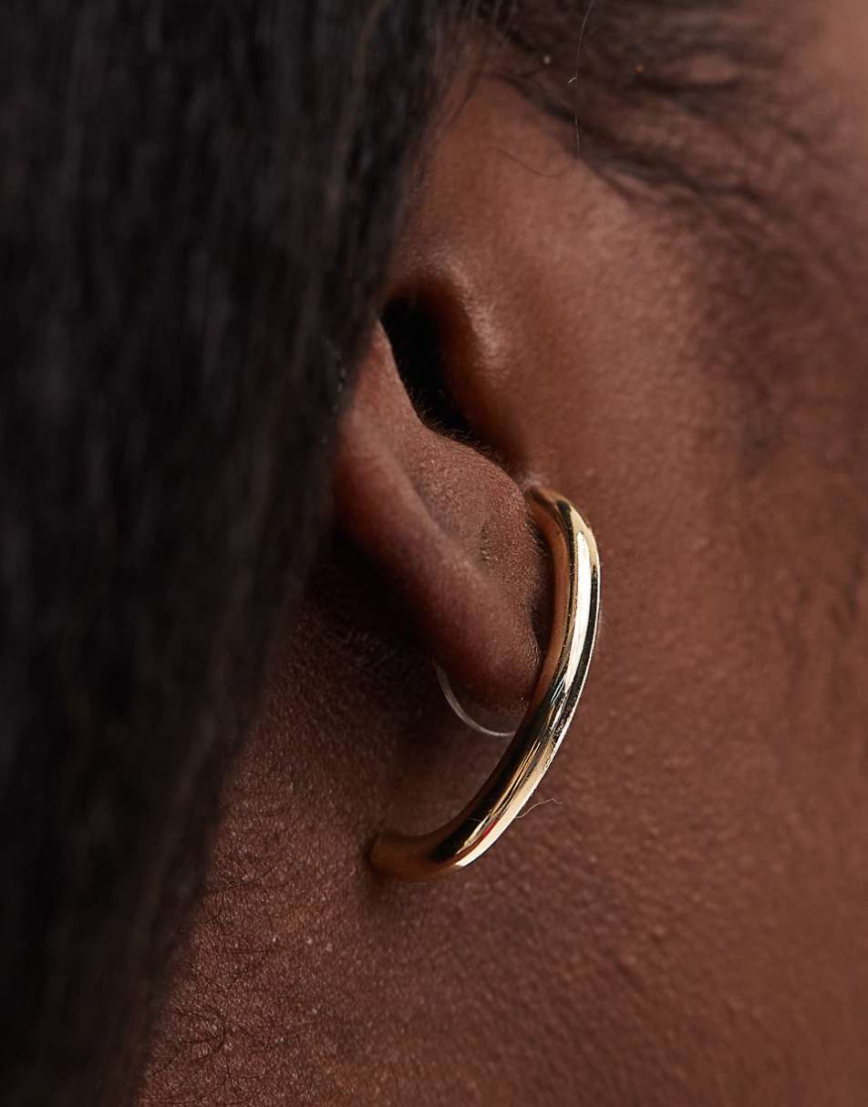 ASOS DESIGN hoop and ear cuff earrings in gold tone