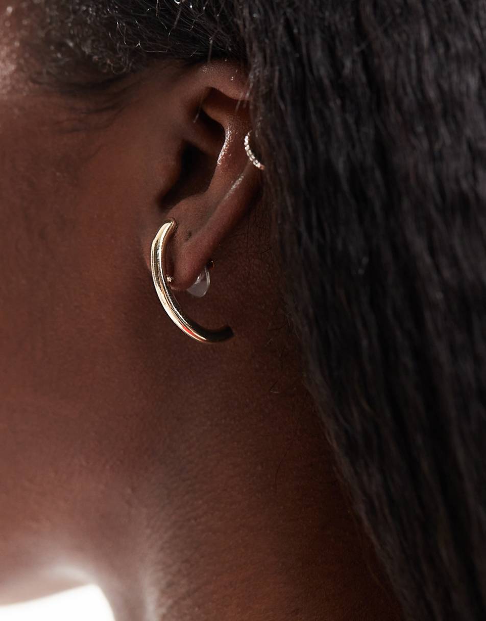 ASOS DESIGN hoop and ear cuff earrings in gold tone