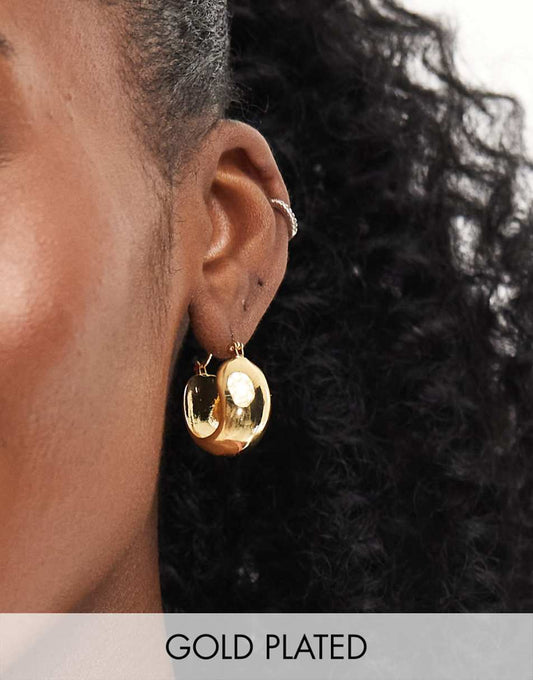 ASOS DESIGN 14k gold plated hoop earrings with bubble detail