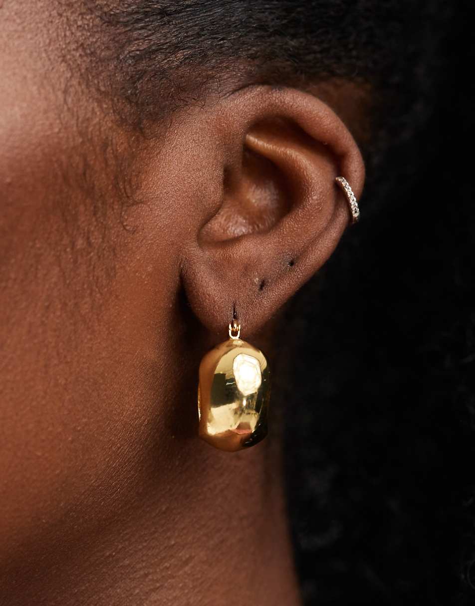 ASOS DESIGN 14k gold plated hoop earrings with bubble detail