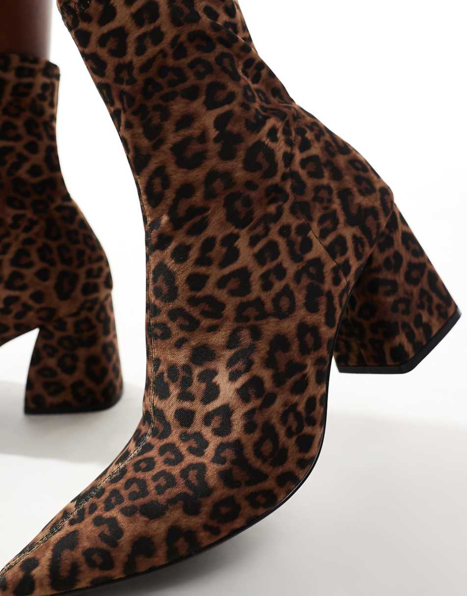 Stradivarius heeled ankle boots in leopard