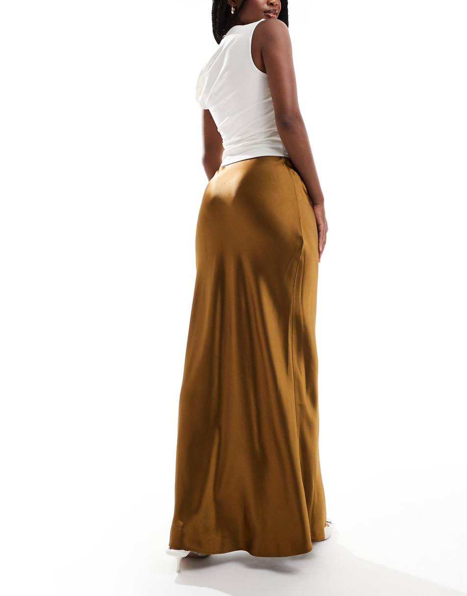 & Other Stories satin maxi skirt in brown