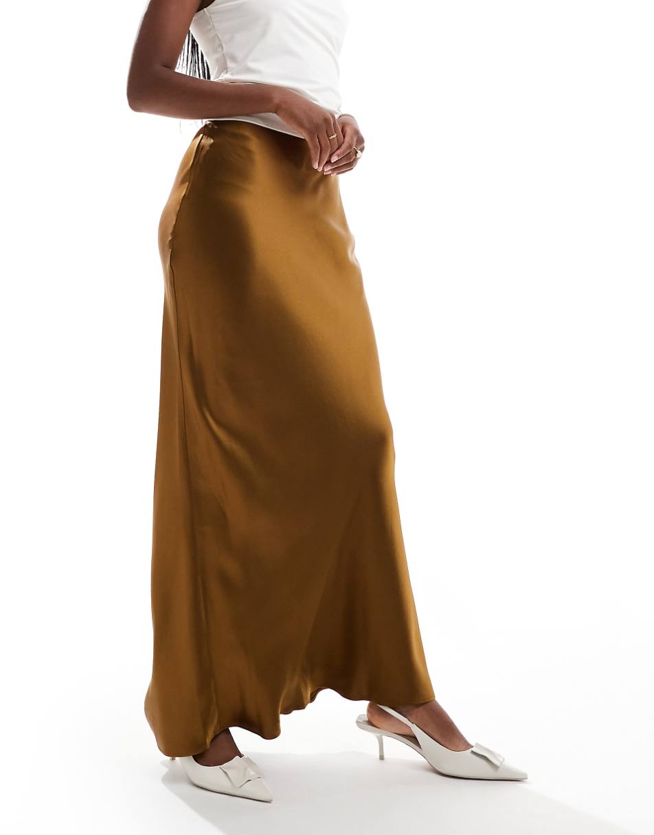 & Other Stories satin maxi skirt in brown