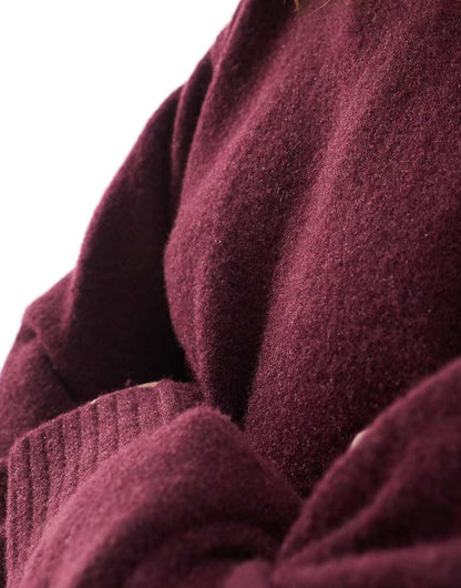 Monki knitted turtleneck sweater in burgundy