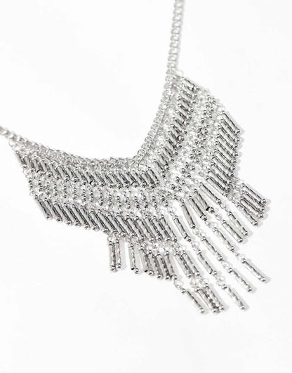ASOS DESIGN necklace with textured tassel design in silver tone