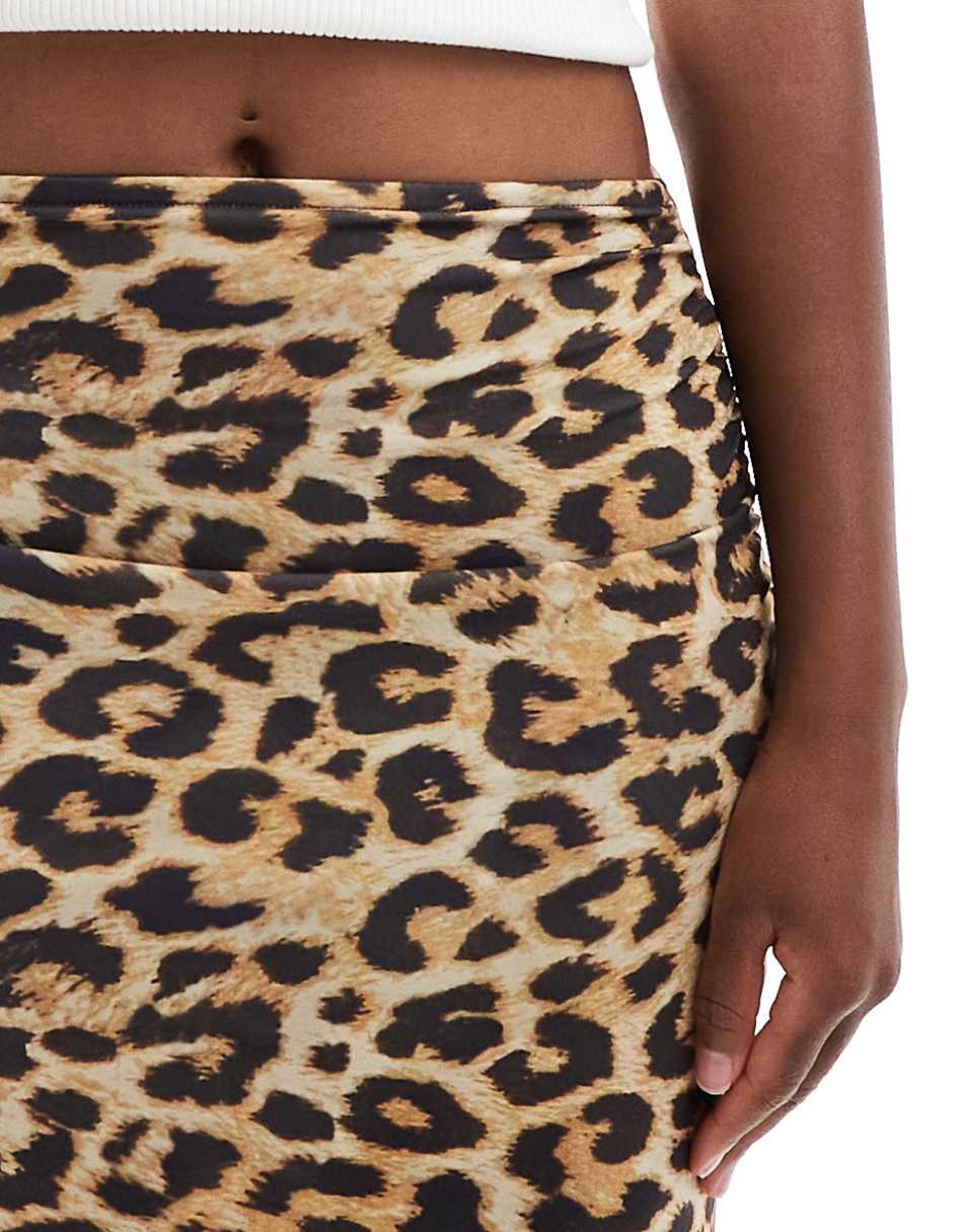 Pull&Bear midi skirt in leopard print