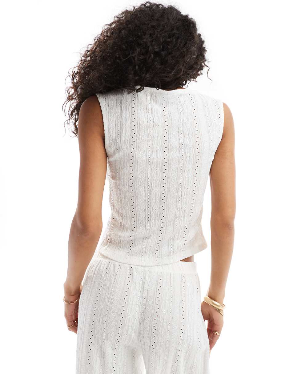 ASOS DESIGN button through eyelet tank in ivory - part of a set