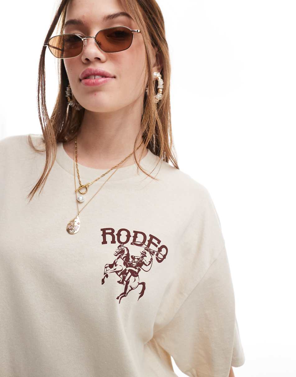 Miss Selfridge rodeo graphic t-shirt in sand