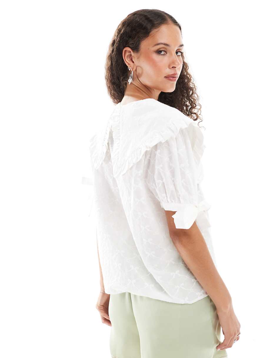 Sister Jane oversized bow blouse in white