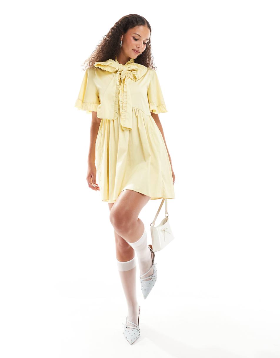 Sister Jane bow ruffle mini dress in yellow