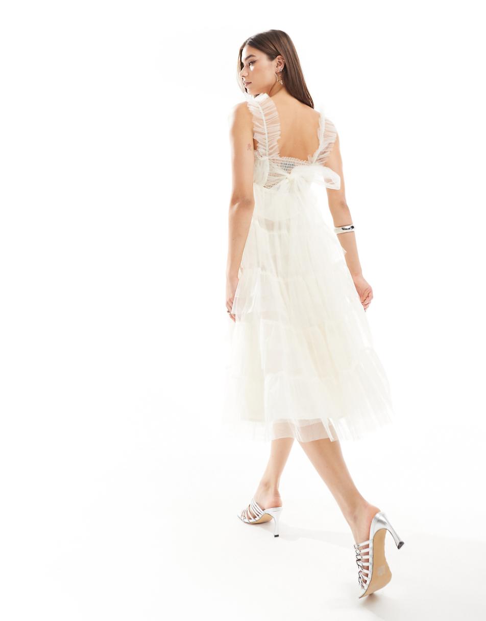 Sister Jane cami tulle midi dress in ivory - part of a set