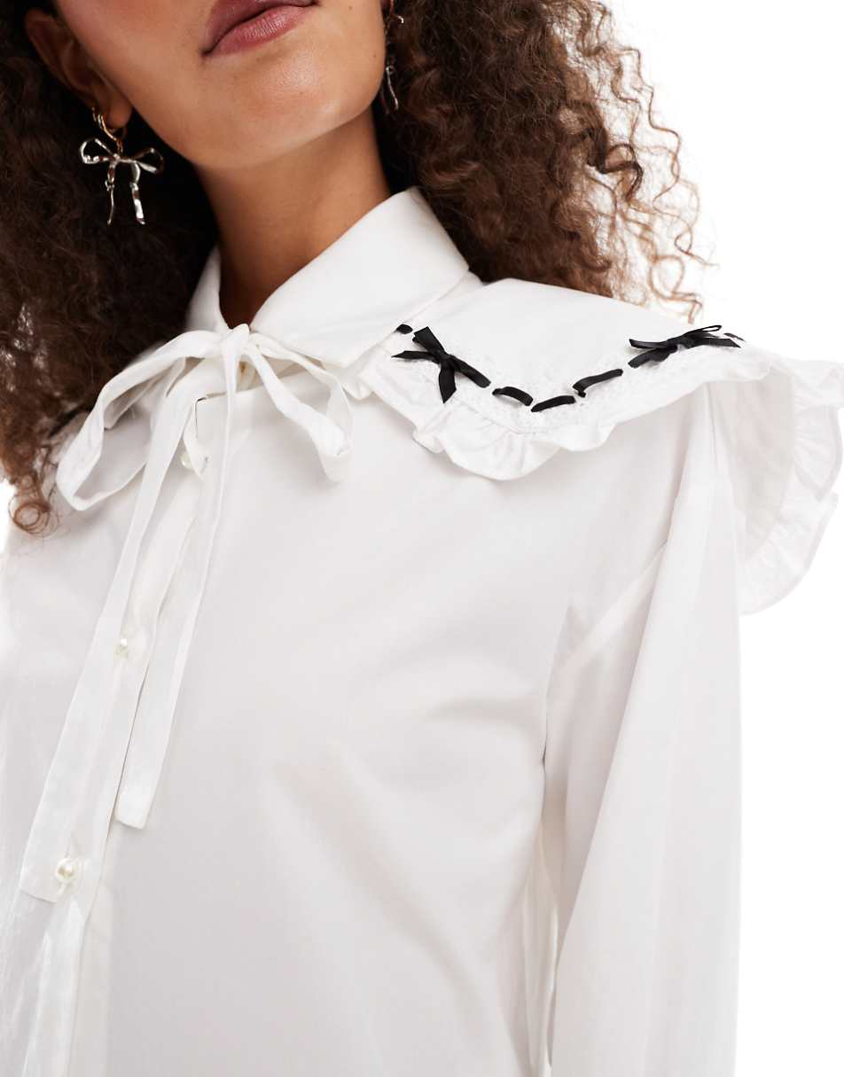 Sister Jane bow collar shirt in ivory