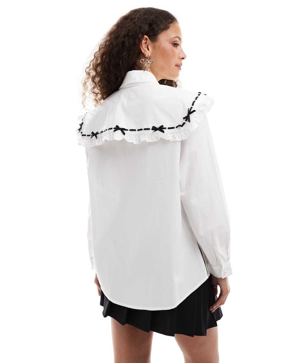 Sister Jane bow collar shirt in ivory