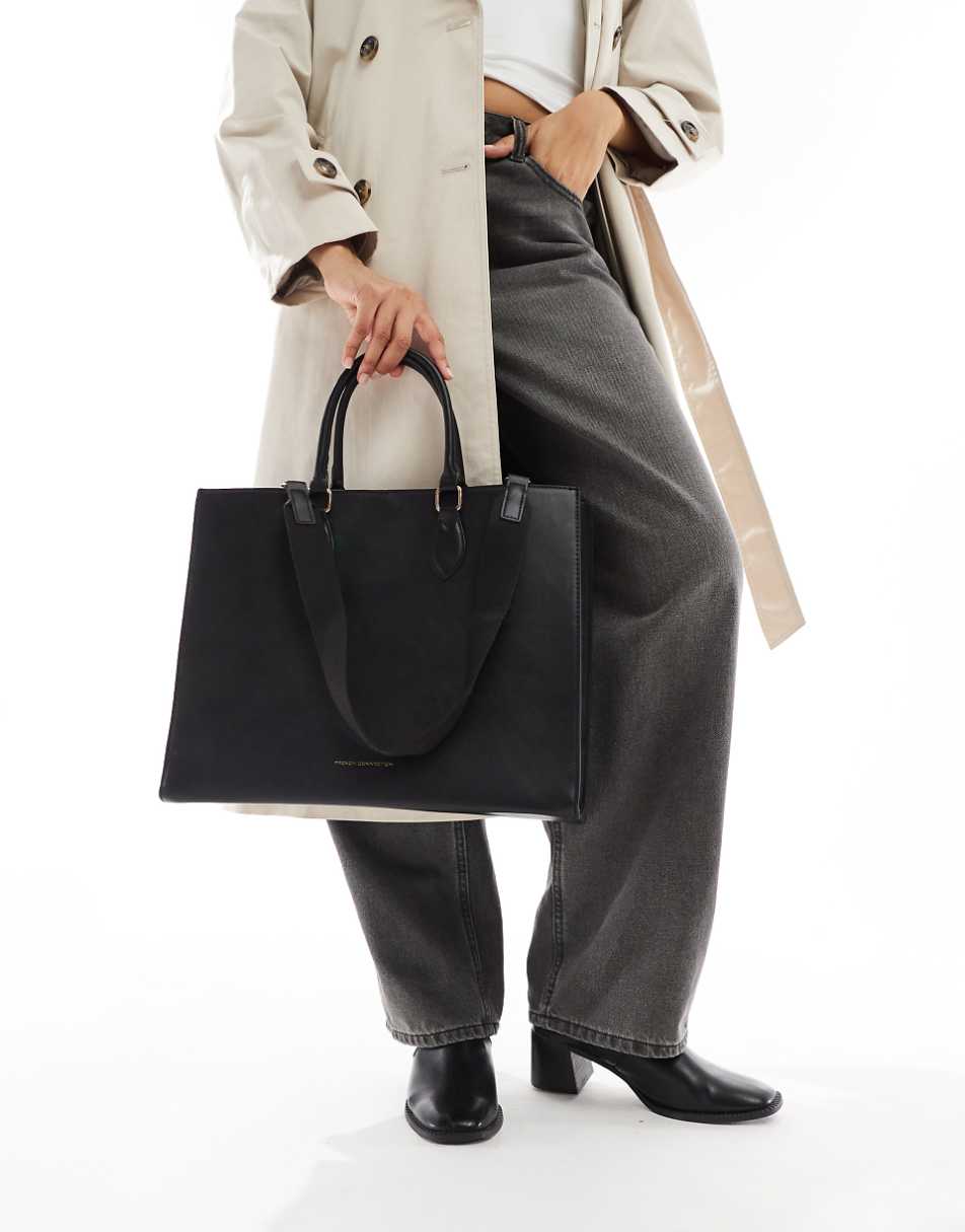 French Connection square tote bag in black