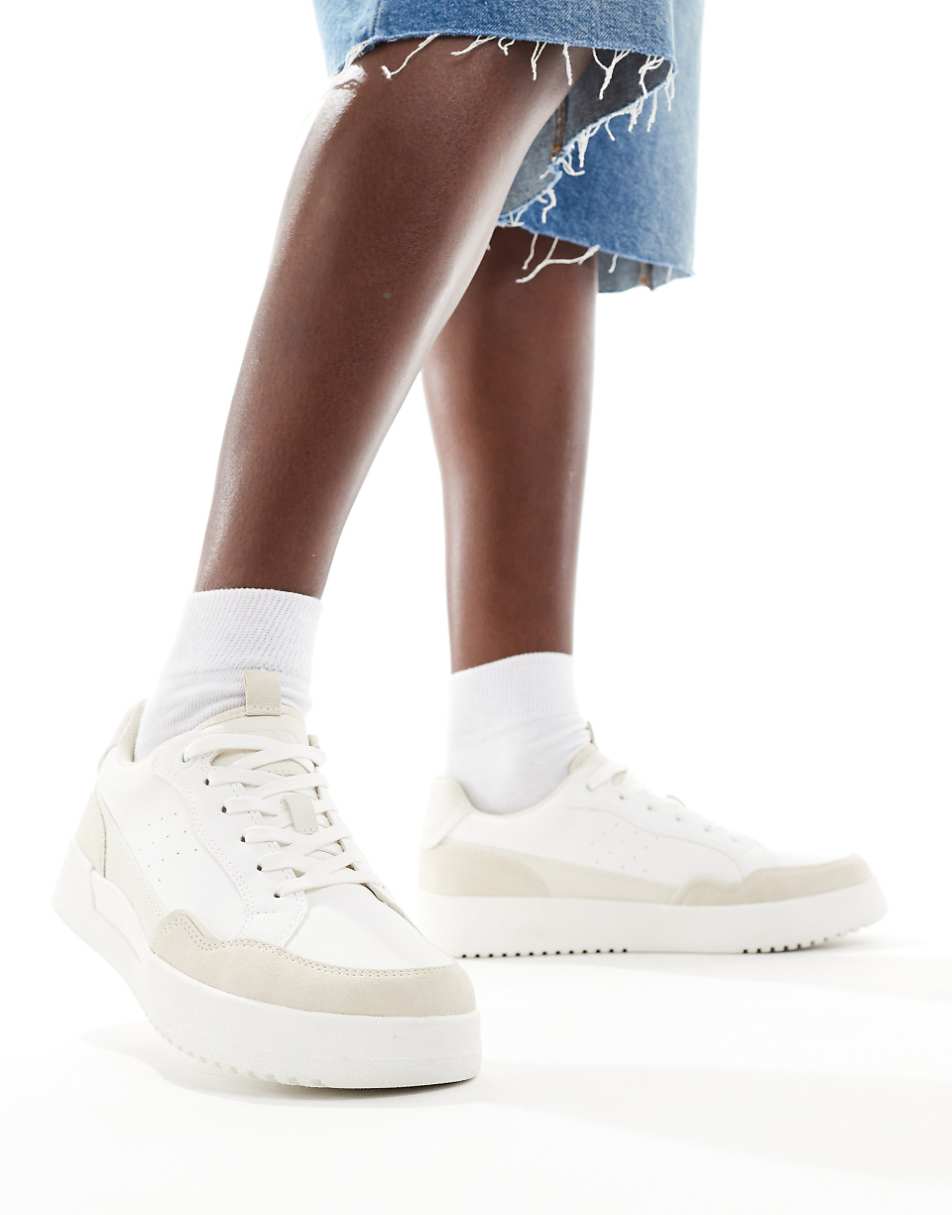 Pull&Bear chunky contrast sneakers in white