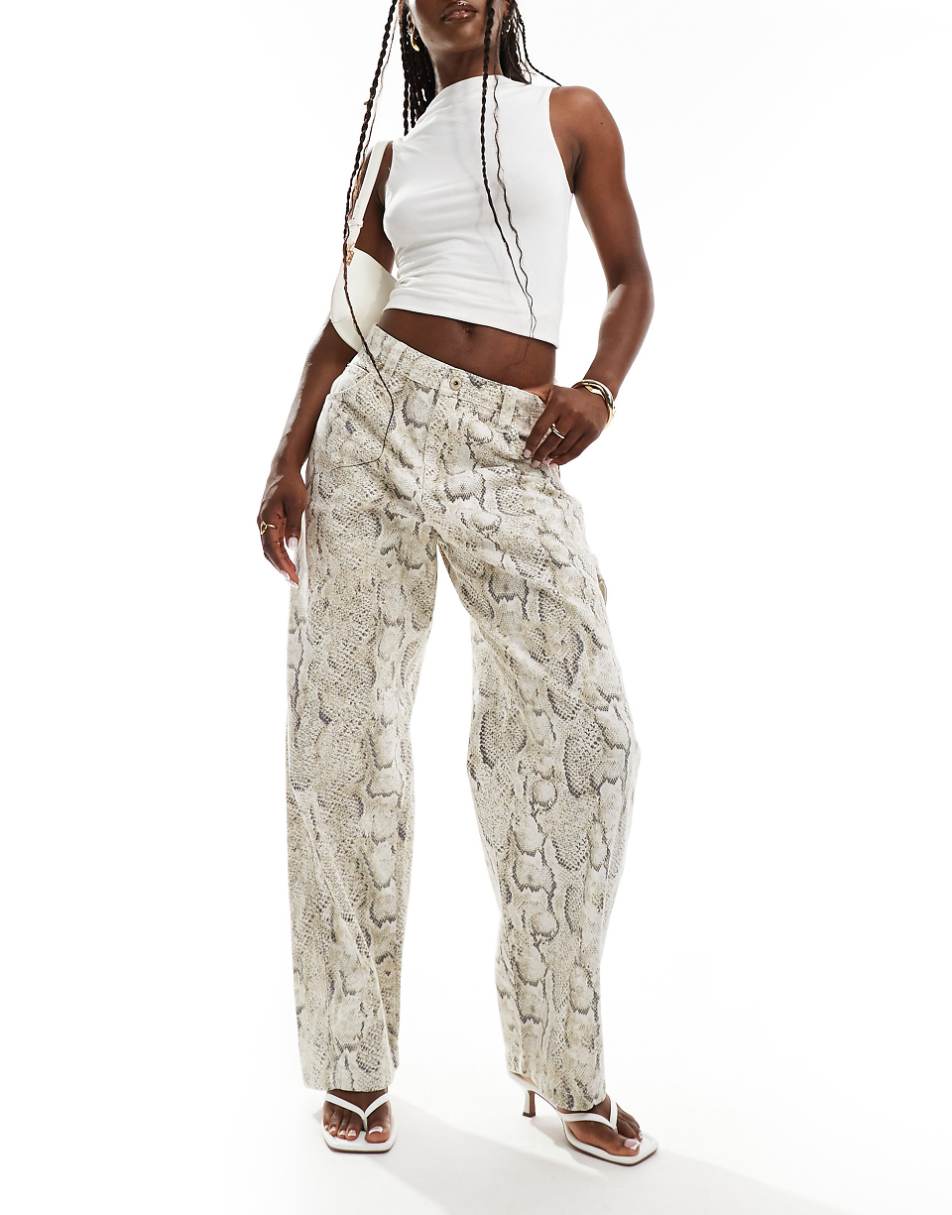 Bershka carpenter pants in snakeskin print