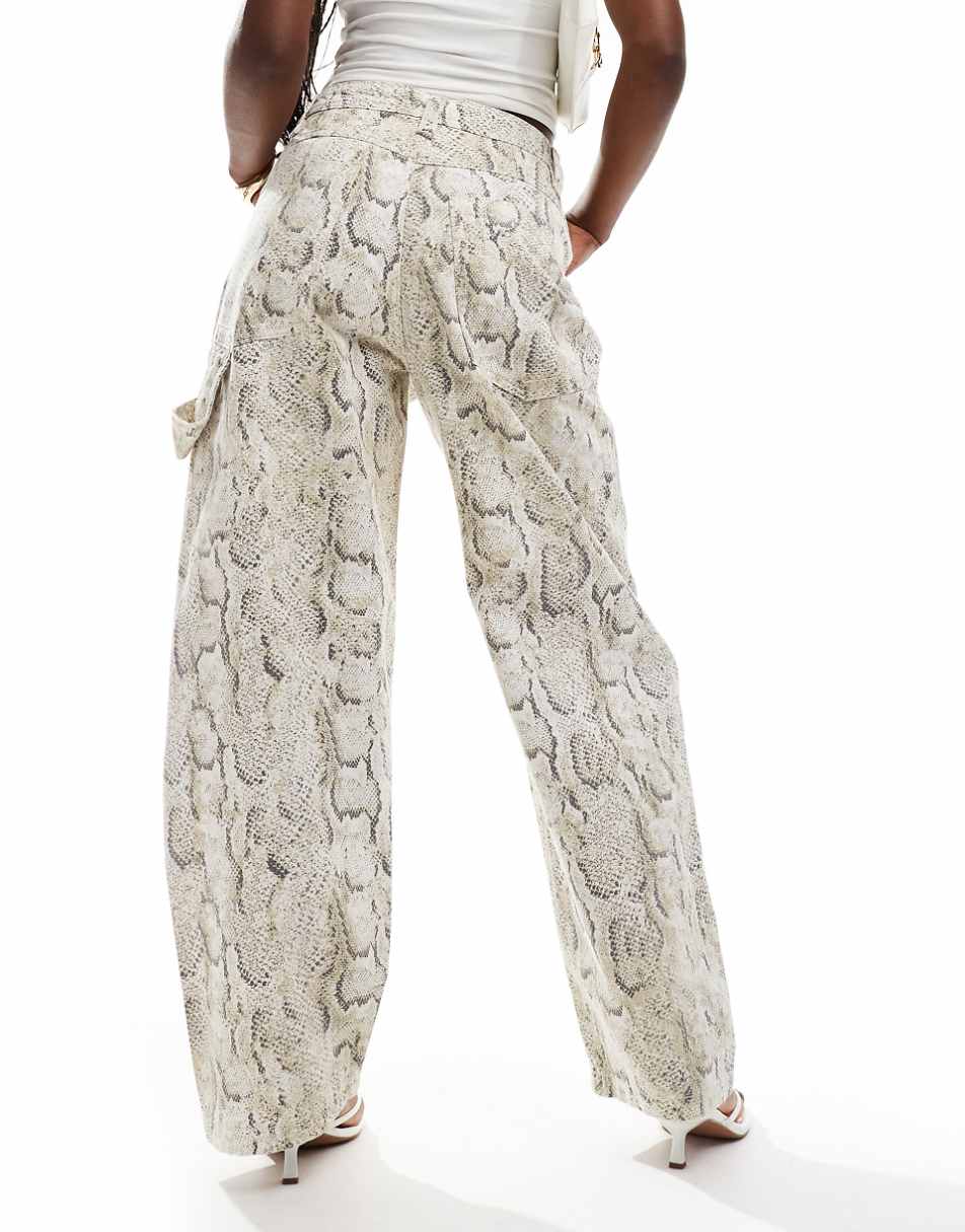 Bershka carpenter pants in snakeskin print