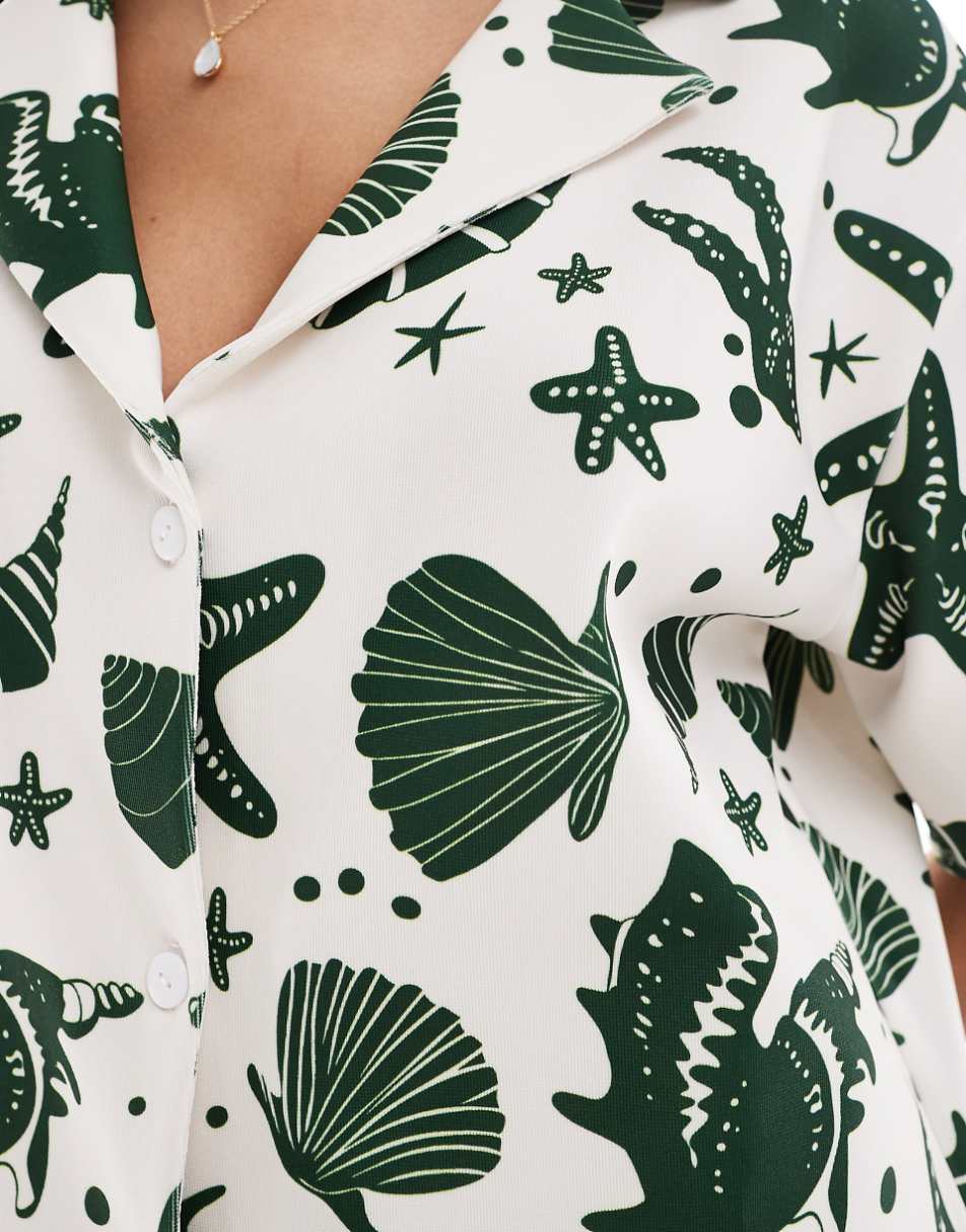 ASOS DESIGN shirt in seashell print - part of a set