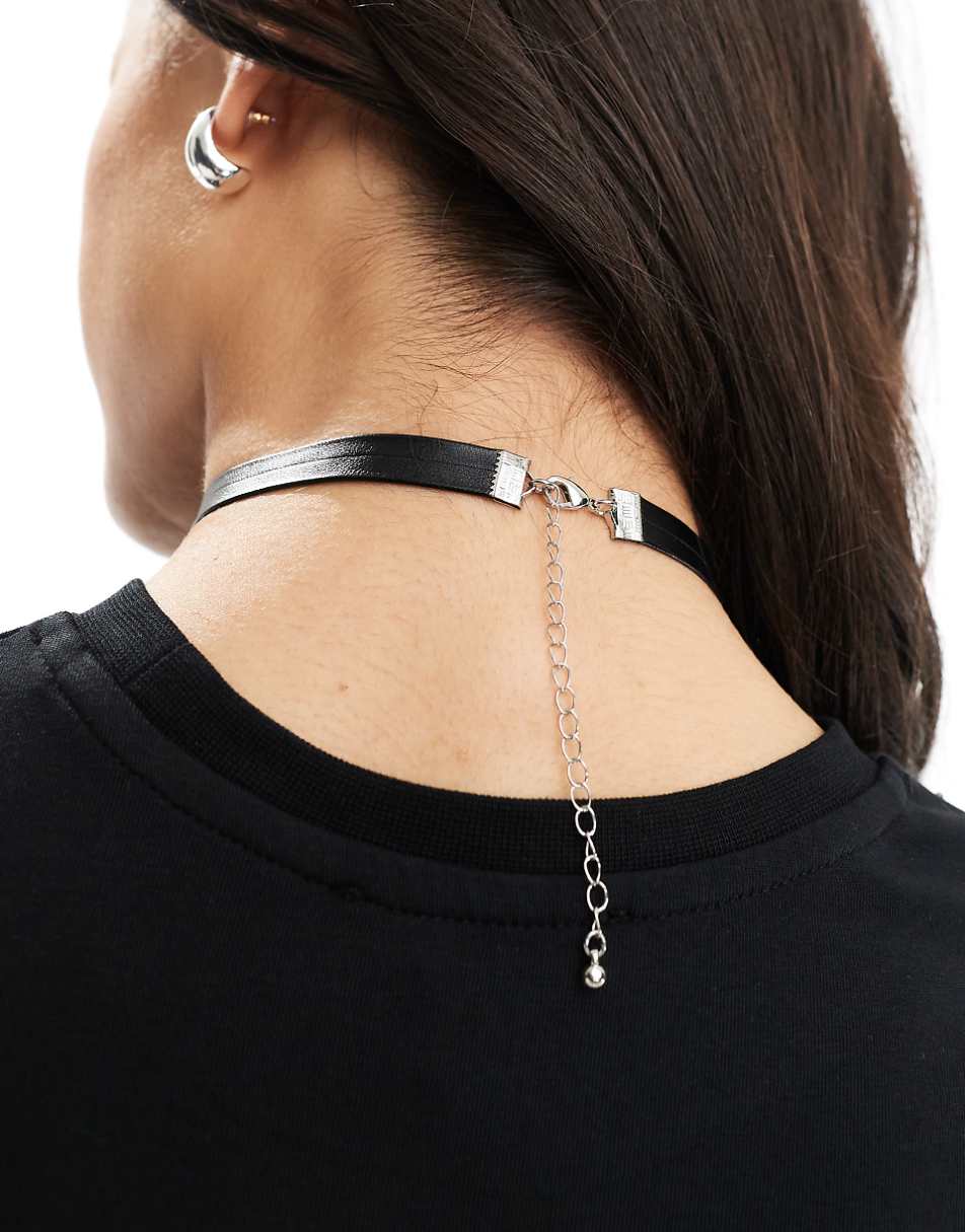 ASOS DESIGN Halloween choker necklace with moodstone pendant in silver tone