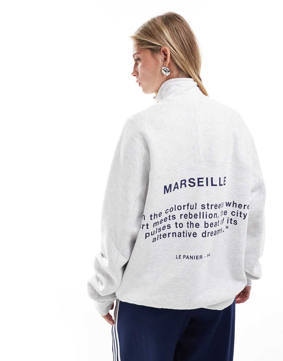 Bershka 'Marseille' 1/4 sweatshirt in gray