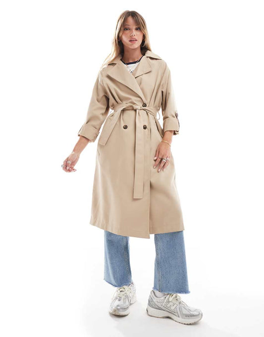 Stradivarius belted trench coat in beige