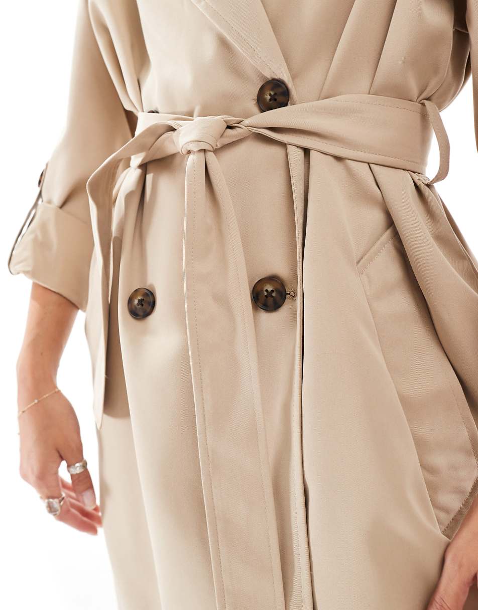 Stradivarius belted trench coat in beige