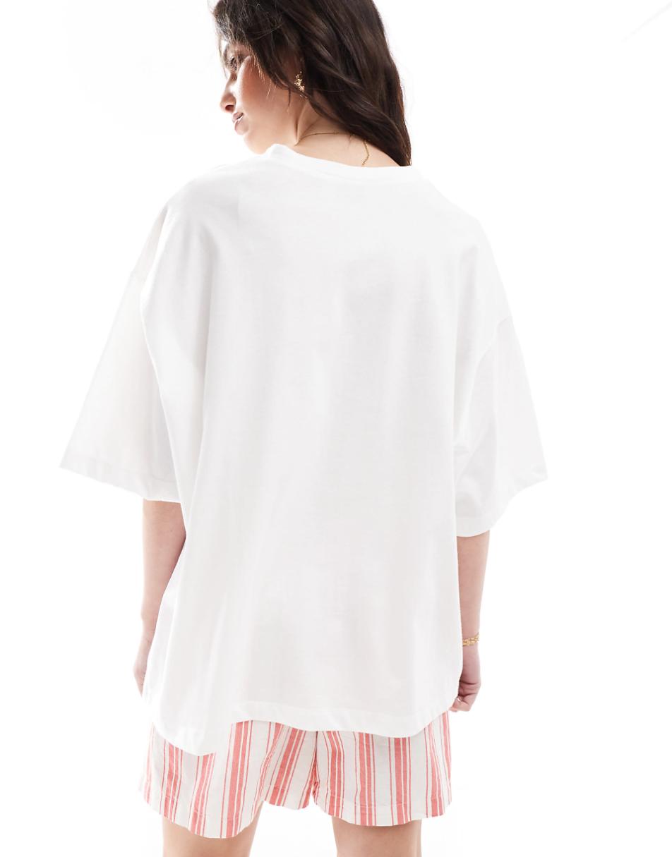 ASOS DESIGN oversized t-shirt with oysters graphic in white